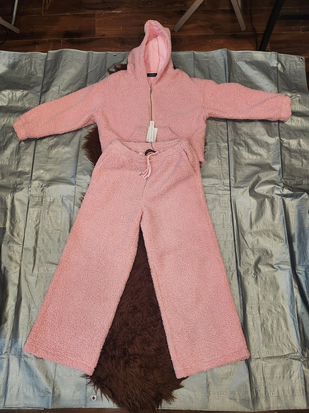 AKIRA Pink Sherpa, Fuzzy Hooded Set